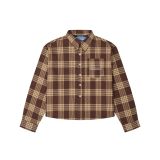 "WHENEVER" FLANNEL PLAID LONG-SLEEVE SHIRT / BROWN