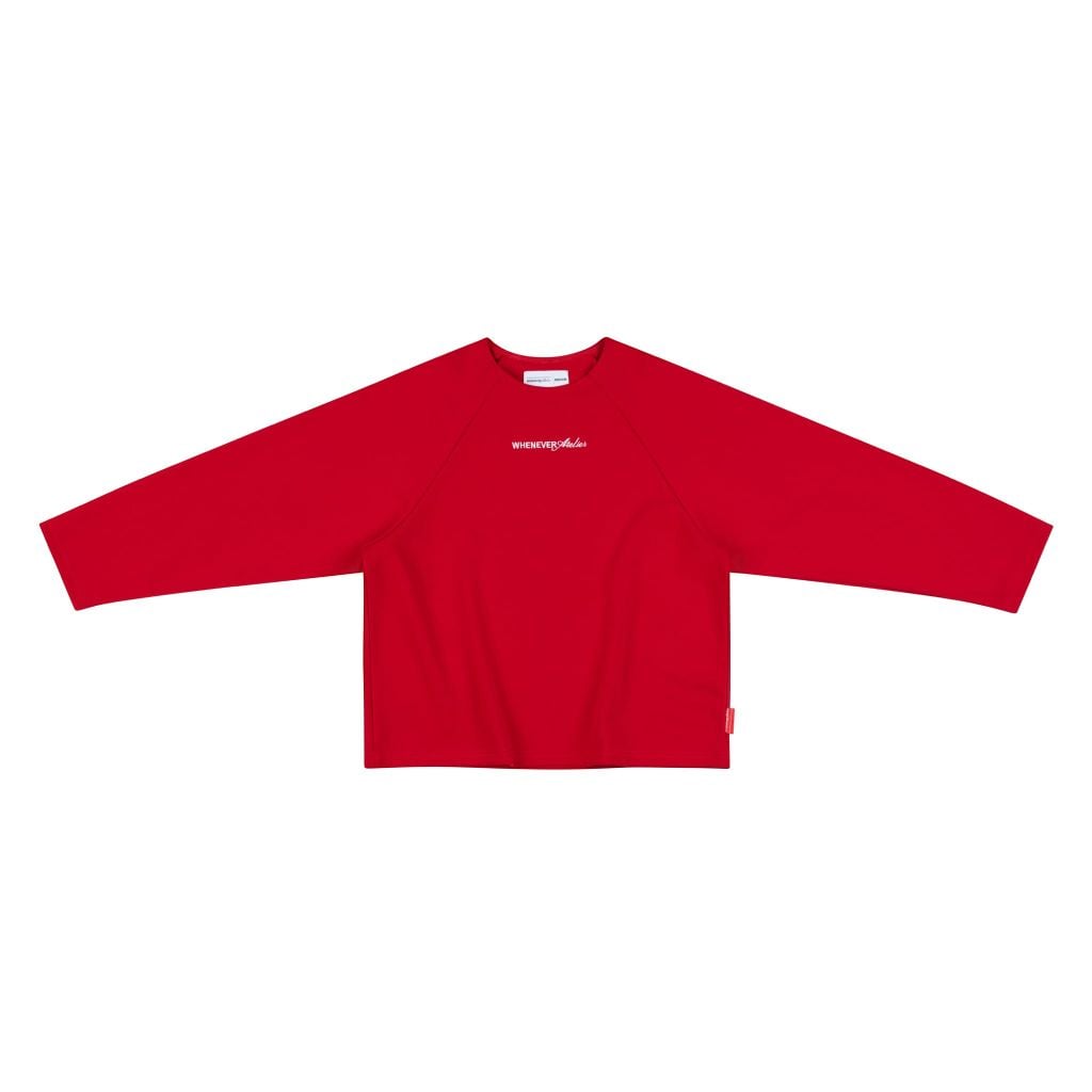 "WHENEVER" BASIC RAGLAN LONGSLEEVE T-SHIRT / RED