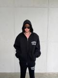 ÁO HOODIE DỆT LEN CÓ MŨ KÉO KHÓA "WHENEVER" GRAND WAFFLE ZIP HOODIE/ BLACK