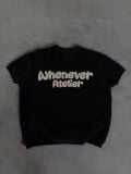 Áo dệt “WHENEVER” BASIC EMBOSSED LOGO WAFFLE T-SHIRT / BLACK