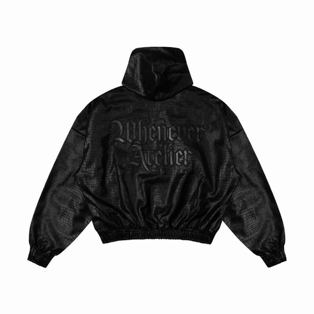 ÁO KHOÁC "WHENEVER" CROC TEXTURE HOODIE ZIP / BLACK