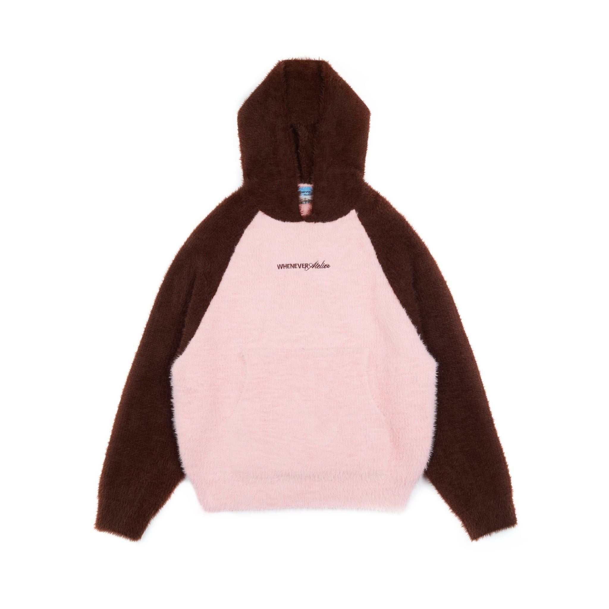 “WHENEVER” COZY FOX RAGLAN HOODIE / PINK BROWN