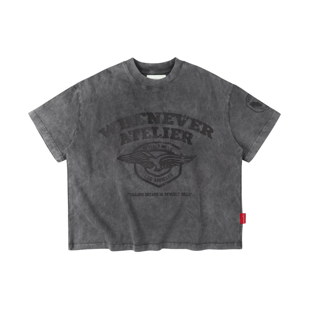 “WHENEVER” WASHED T-SHIRT / GREY
