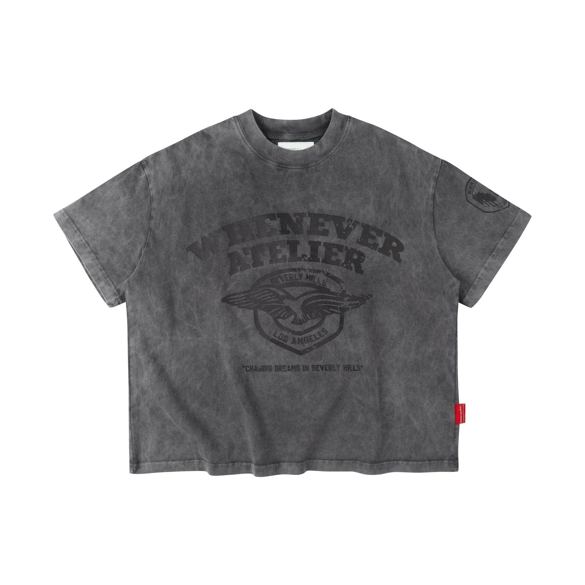 “WHENEVER” WASHED T-SHIRT / GREY