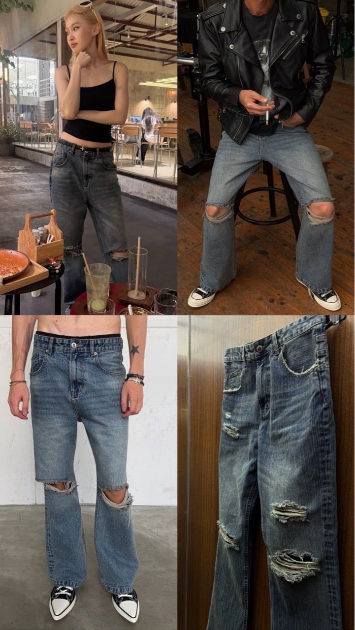 QUẦN DÀI “WHENEVER“ DISTRESSED BOOTCUT JEANS / VINTAGE BLUE