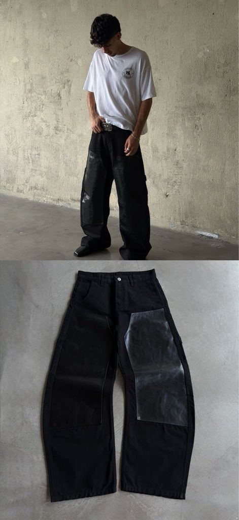 QUẦN DÀI "WHENEVER" DOUBLE-KNEE LEATHER PANTS / BLACK