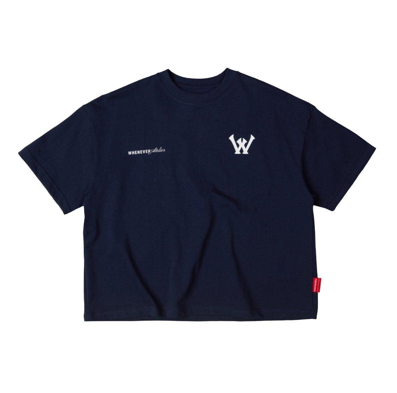 “WHENEVER” W BASIC T-SHIRT / NAVY