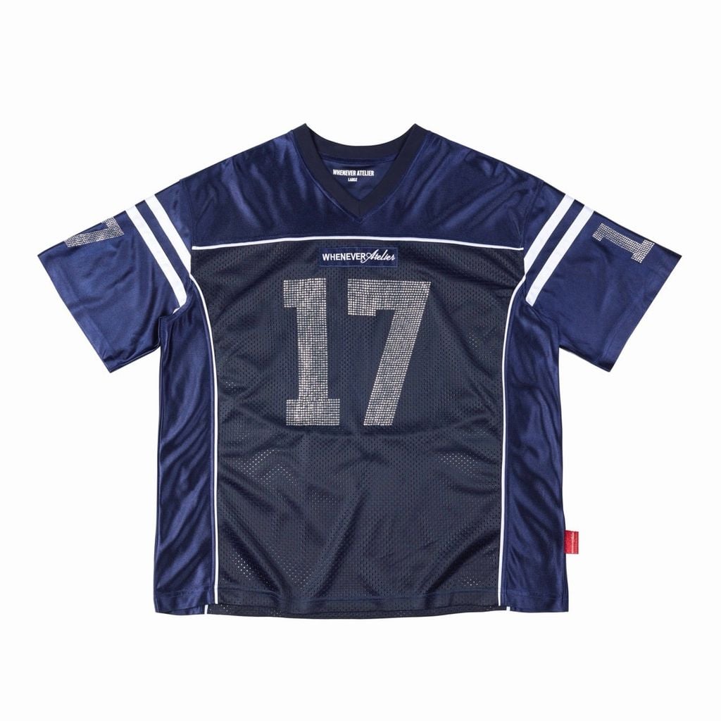 ÁO "WHENEVER" RHINESTONE 17 MESH JERSEY/ NAVY