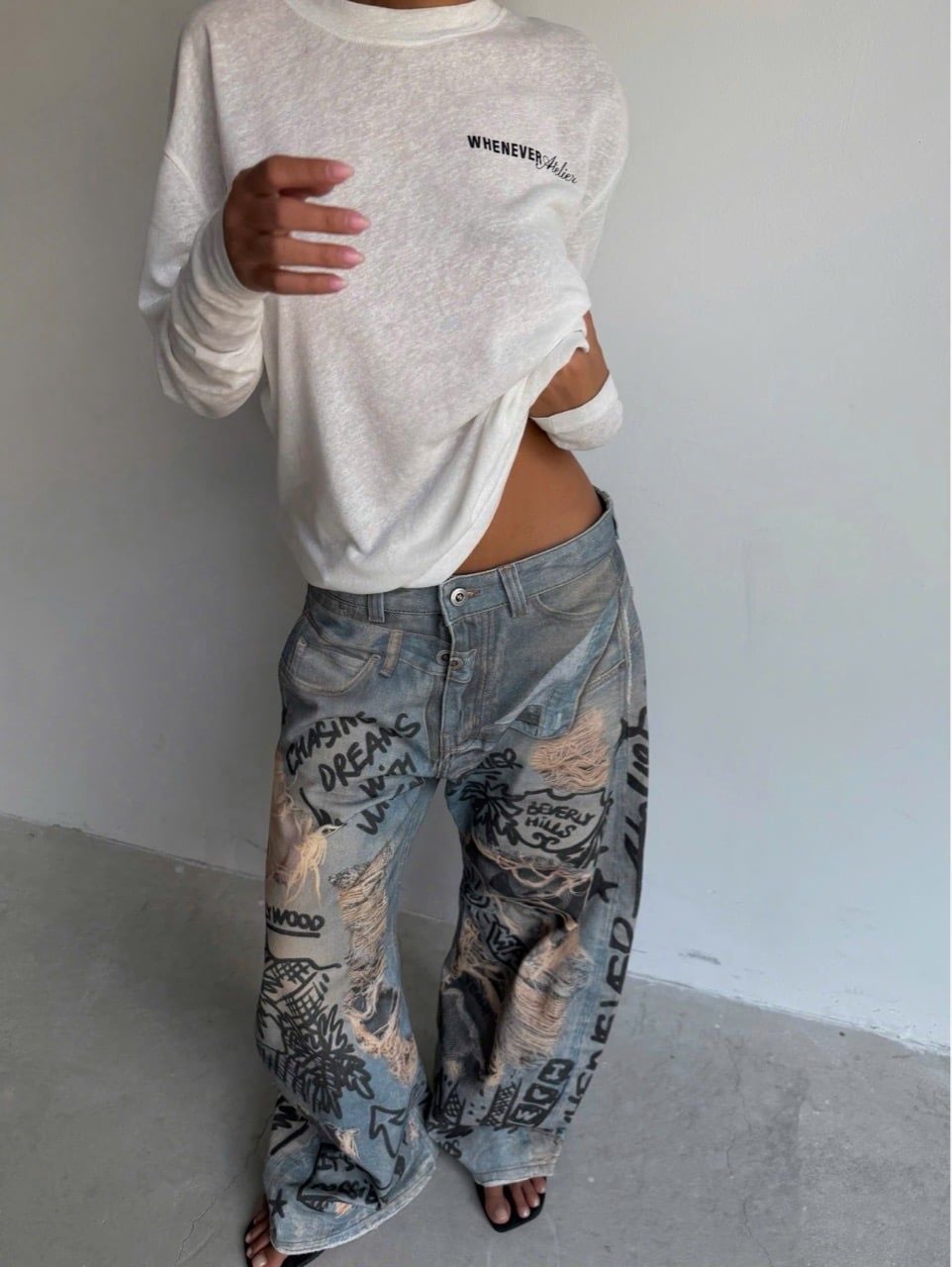 Áo tay dài "WHENEVER" STAR MANIFESTO LONGSLEEVES/ WHITE