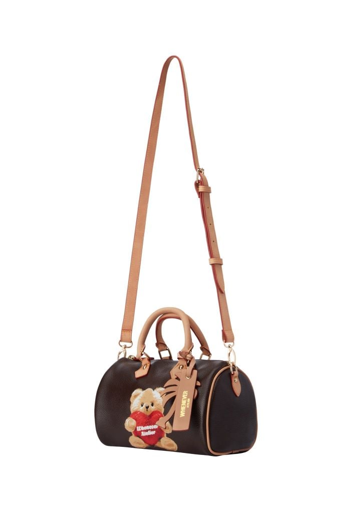 “WHENEVER” BEAR MINI LEATHER BAG / BROWN