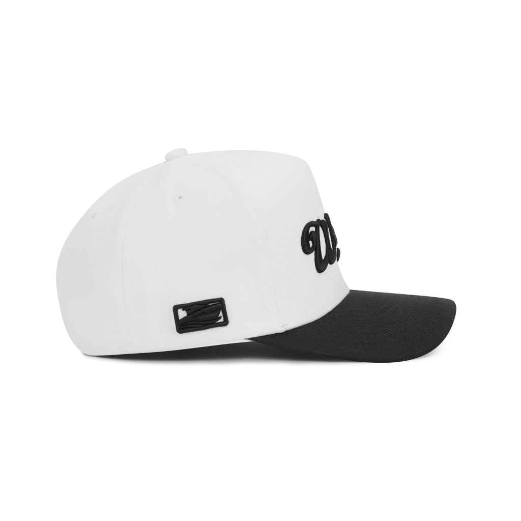 “WHENEVER”  LOGO KHAKI TRUCKER HAT / WHITE BLACK