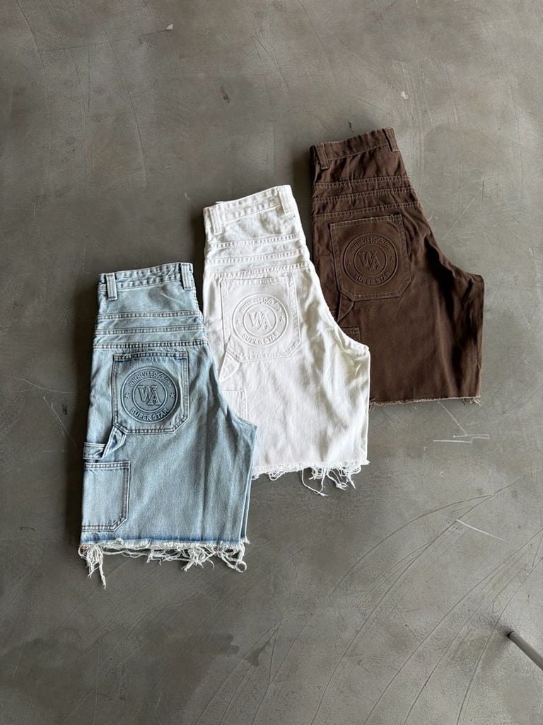 QUẦN NGẮN "WHENEVER" DOUBLE-KNEE BAGGY SHORTS / WHITE