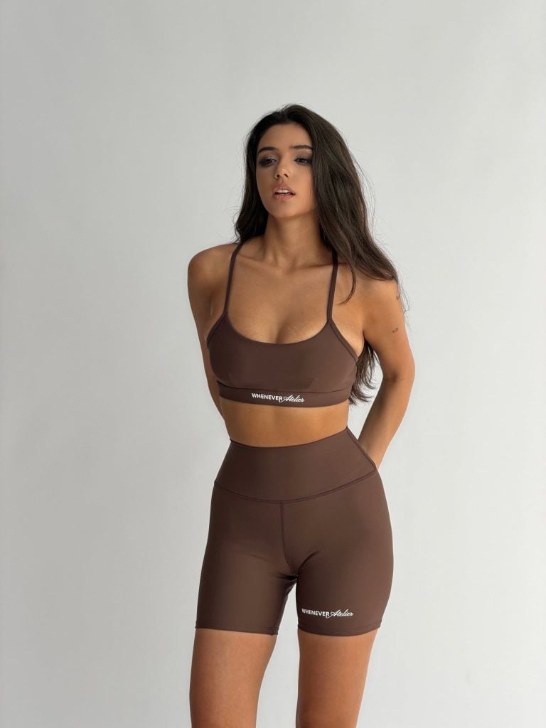 "WHENEVER" BASIC SPORTS SHORTS / CHOCO