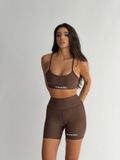"WHENEVER" BASIC SPORTS SHORTS / CHOCO
