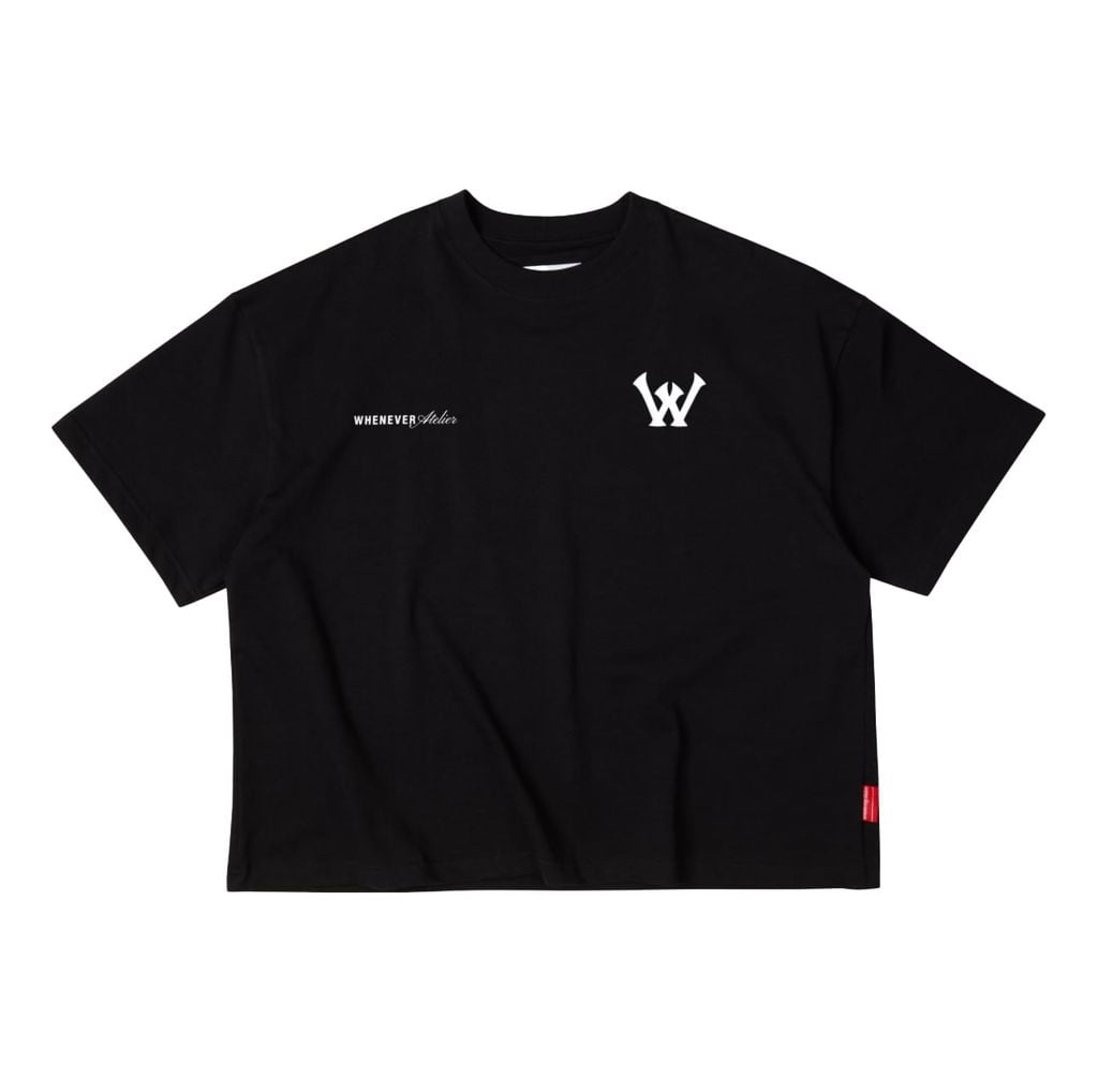 “WHENEVER” W BASIC T-SHIRT / BLACK