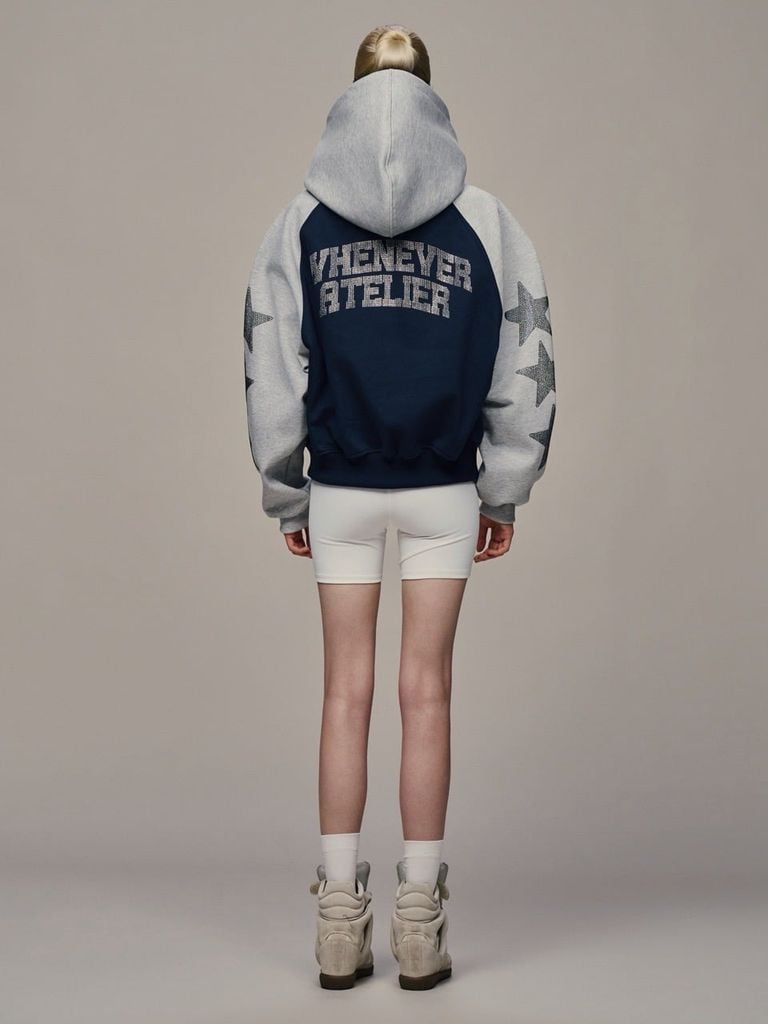 Áo khoác ”WHENEVER” SUPER STAR RAGLAN HOODIE ZIP / NAVY GREY