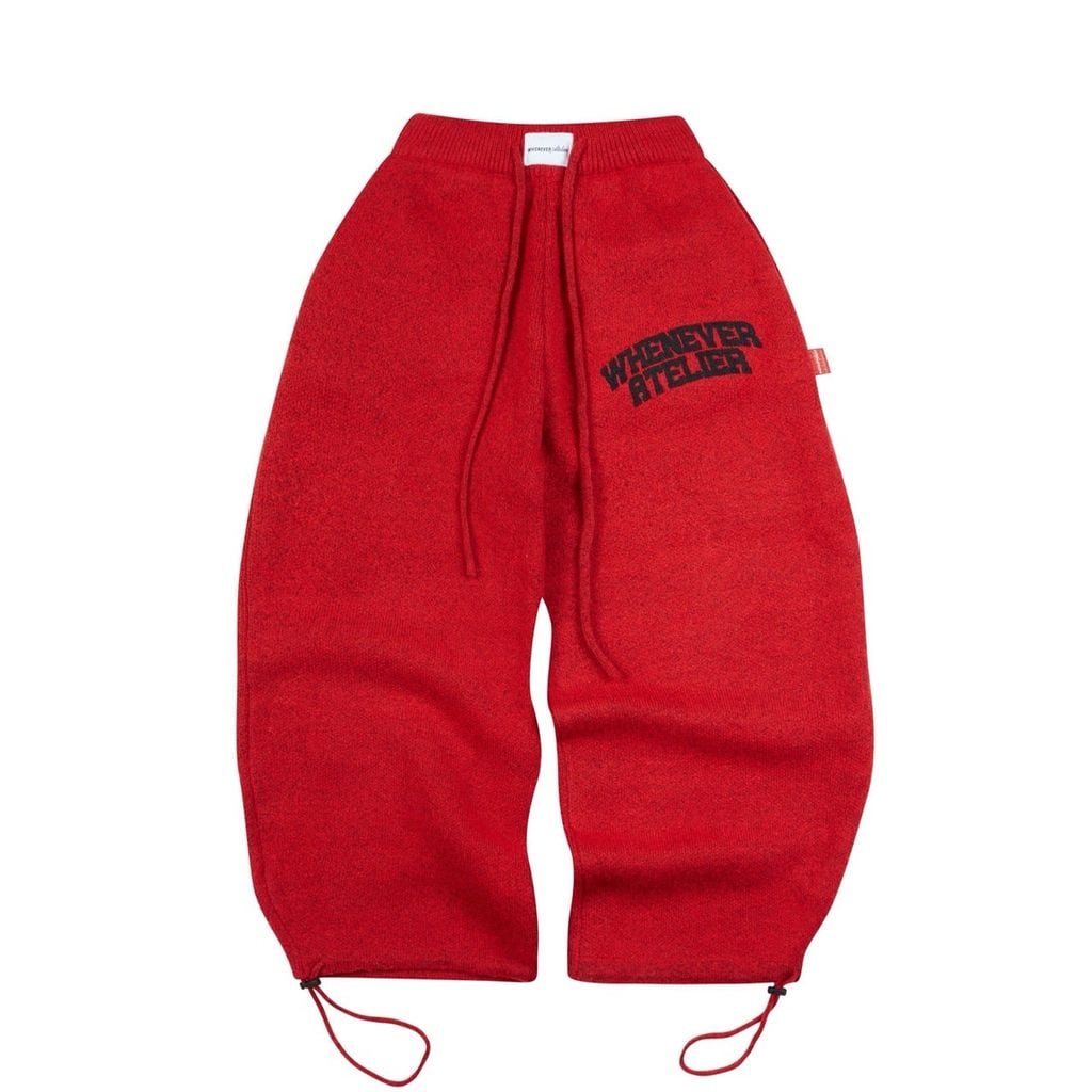 “WHENEVER” BASIC LOGO KNIT PANT PREMIUM VER 2 / RED