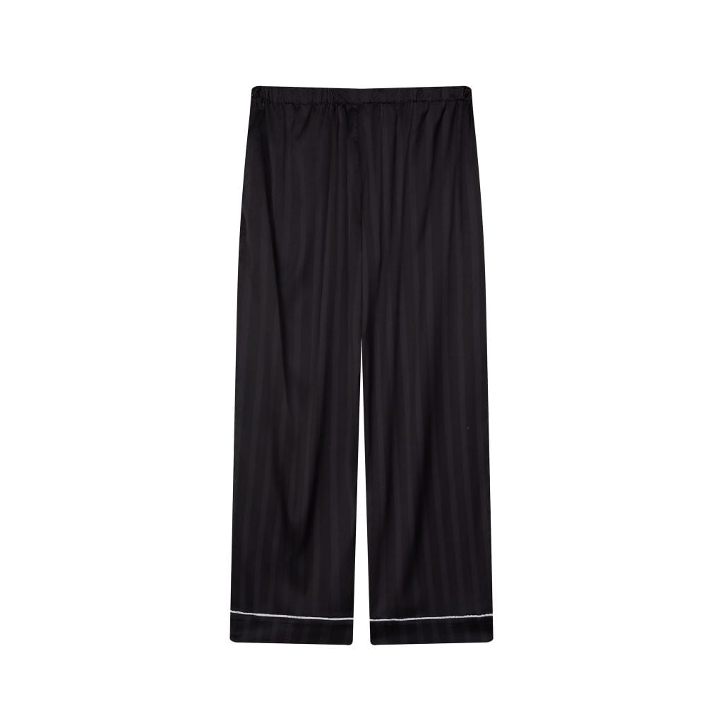 "WHENEVER" BỘ ÁO VÀ QUẦN DÀI SATIN LONG PAJAMA SHIRT + PANTS  / BLACK
