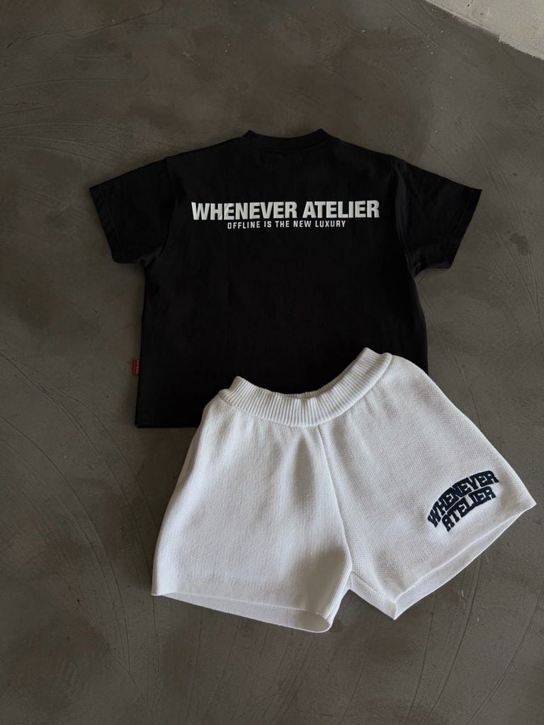 QUẦN DỆT KIM "WHENEVER" BASIC LOGO KNIT SHORTS / WHITE