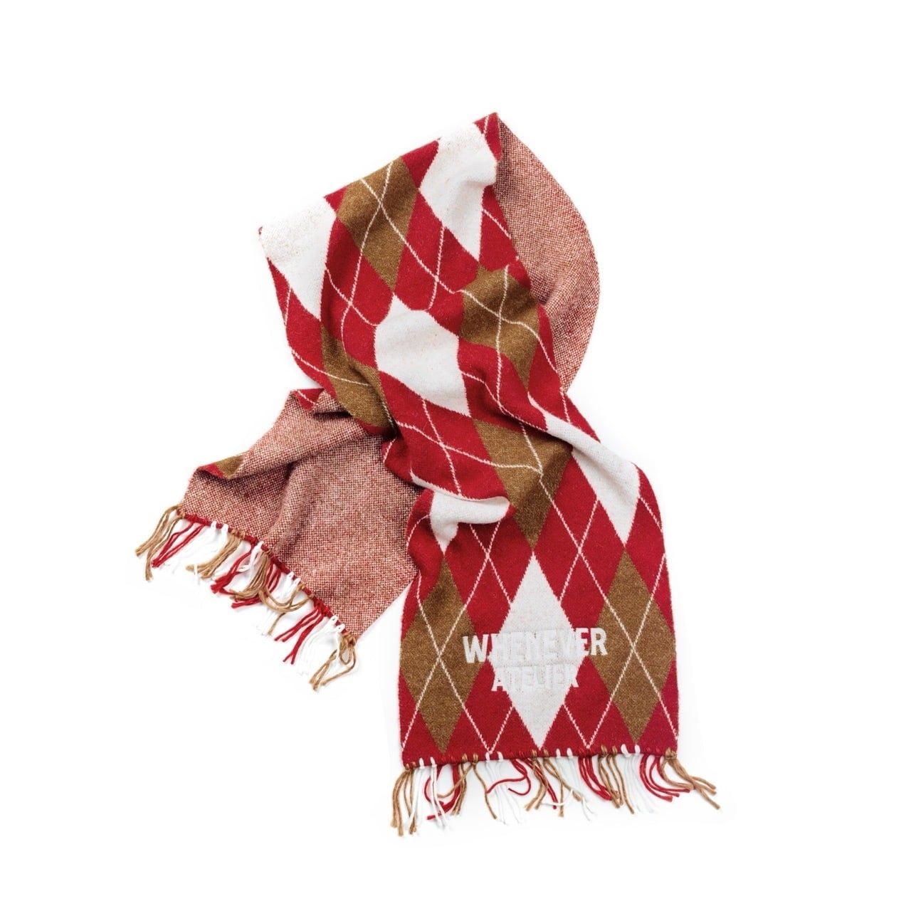 “WHENEVER” PLAID SCARF / RED