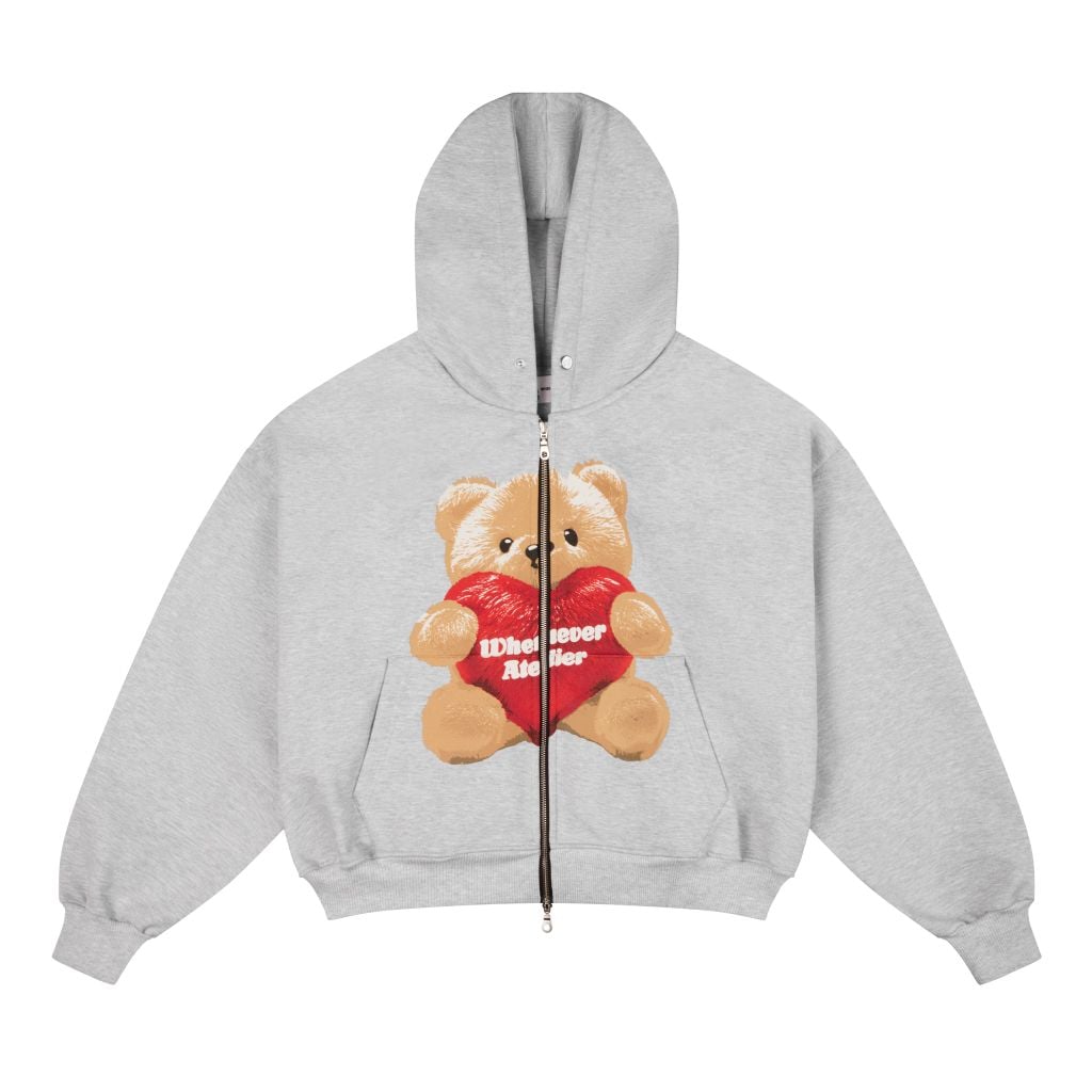 WHENEVER” BEAR HOODIE ZIP / PREMIUM GREY – CÔNG TY CỔ PHẦN