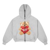 “WHENEVER” BEAR HOODIE ZIP / PREMIUM GREY