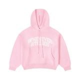 “WHENEVER” BASIC LOGO KNIT HOODIE / PINK