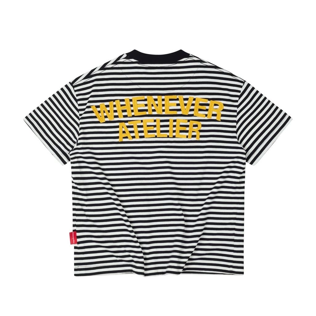 “WHENEVER” STRIPED T-SHIRT VER2 / BLACK
