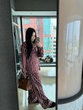"WHENEVER" BỘ ÁO VÀ QUẦN DÀI SATIN LONG PAJAMA SHIRT + PANTS / RED