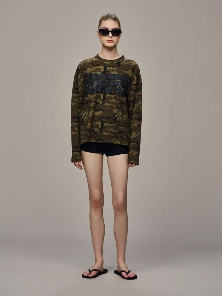 ÁO TAY DÀI “WHENEVER” WAFFLE CAMO LONG SLEEVES / MOSS GREEN