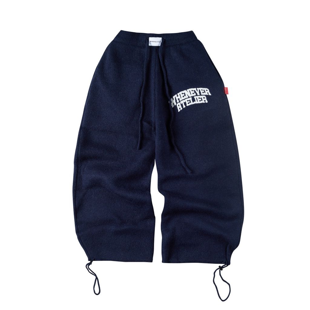 “WHENEVER” BASIC LOGO KNIT PANT PREMIUM VER 2 / NAVY