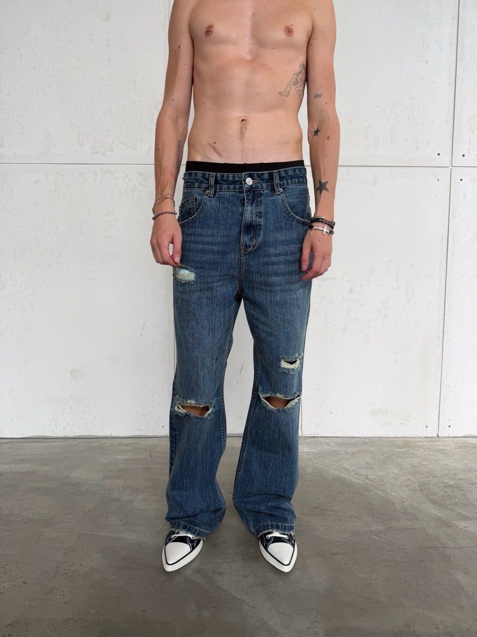 QUẦN DÀI “WHENEVER“ DISTRESSED SLUB BOOTCUT JEANS / VINTAGE BLUE