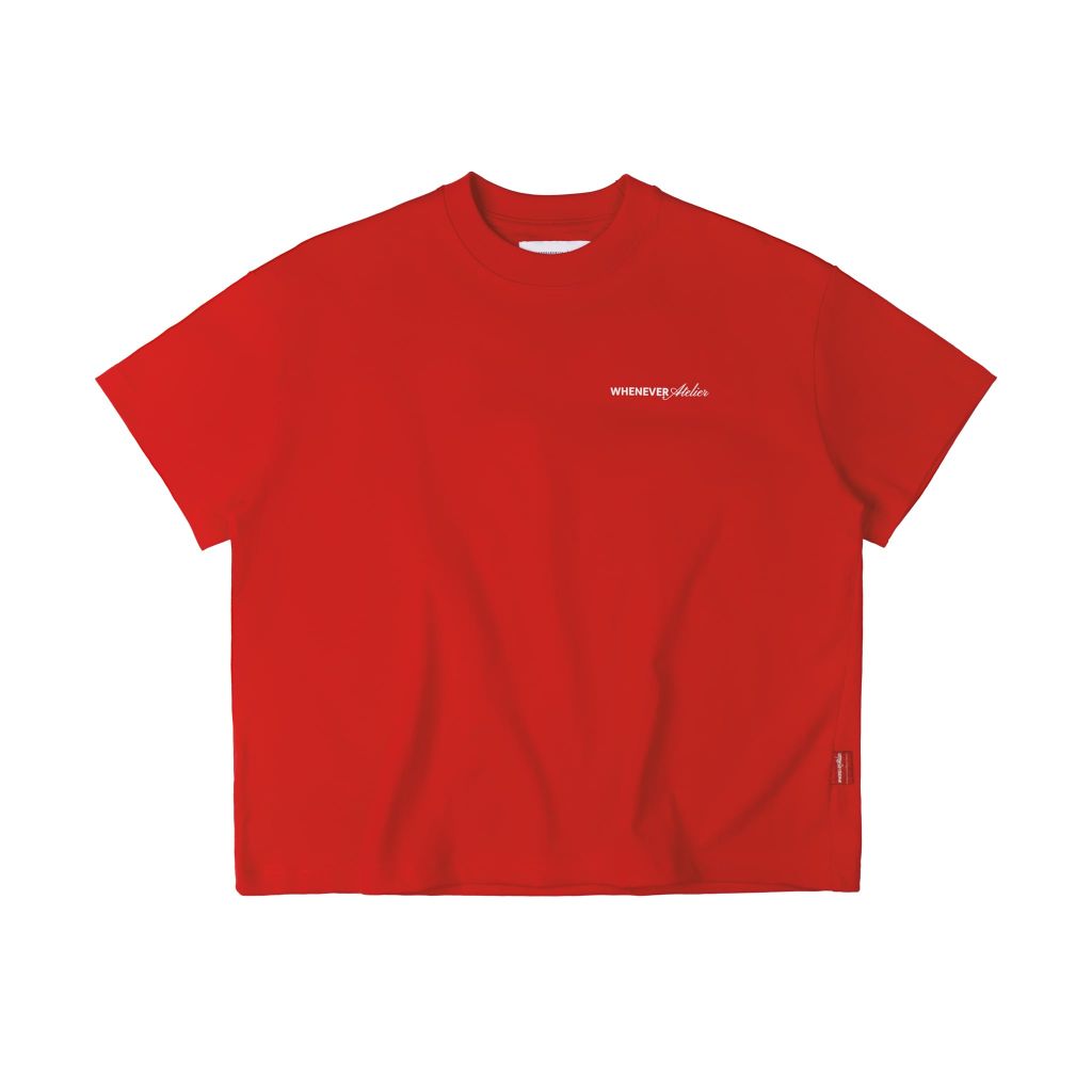 “ WHENEVER “ LOGO OVERSIZE T-SHIRT / RED
