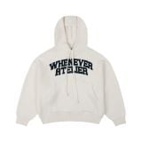 “WHENEVER” BASIC LOGO KNIT HOODIE / WHITE NAVY