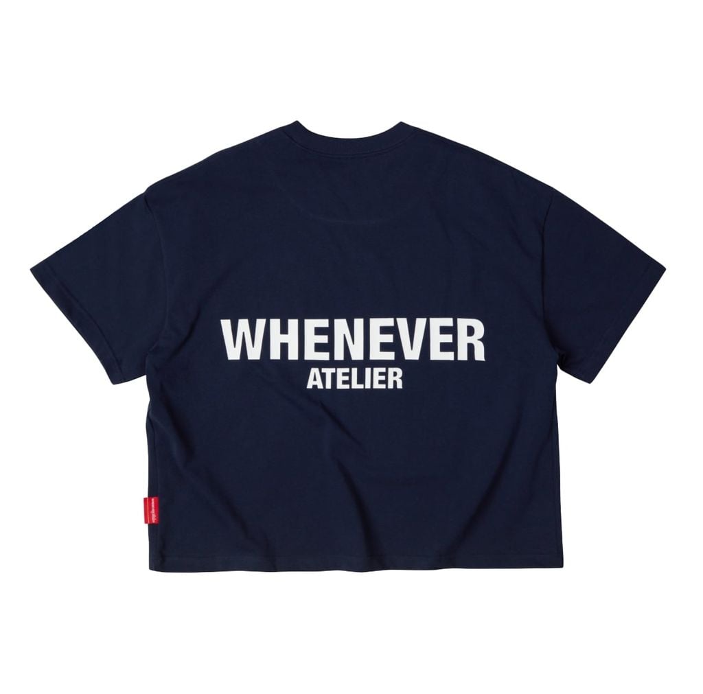“WHENEVER” W BASIC T-SHIRT / NAVY