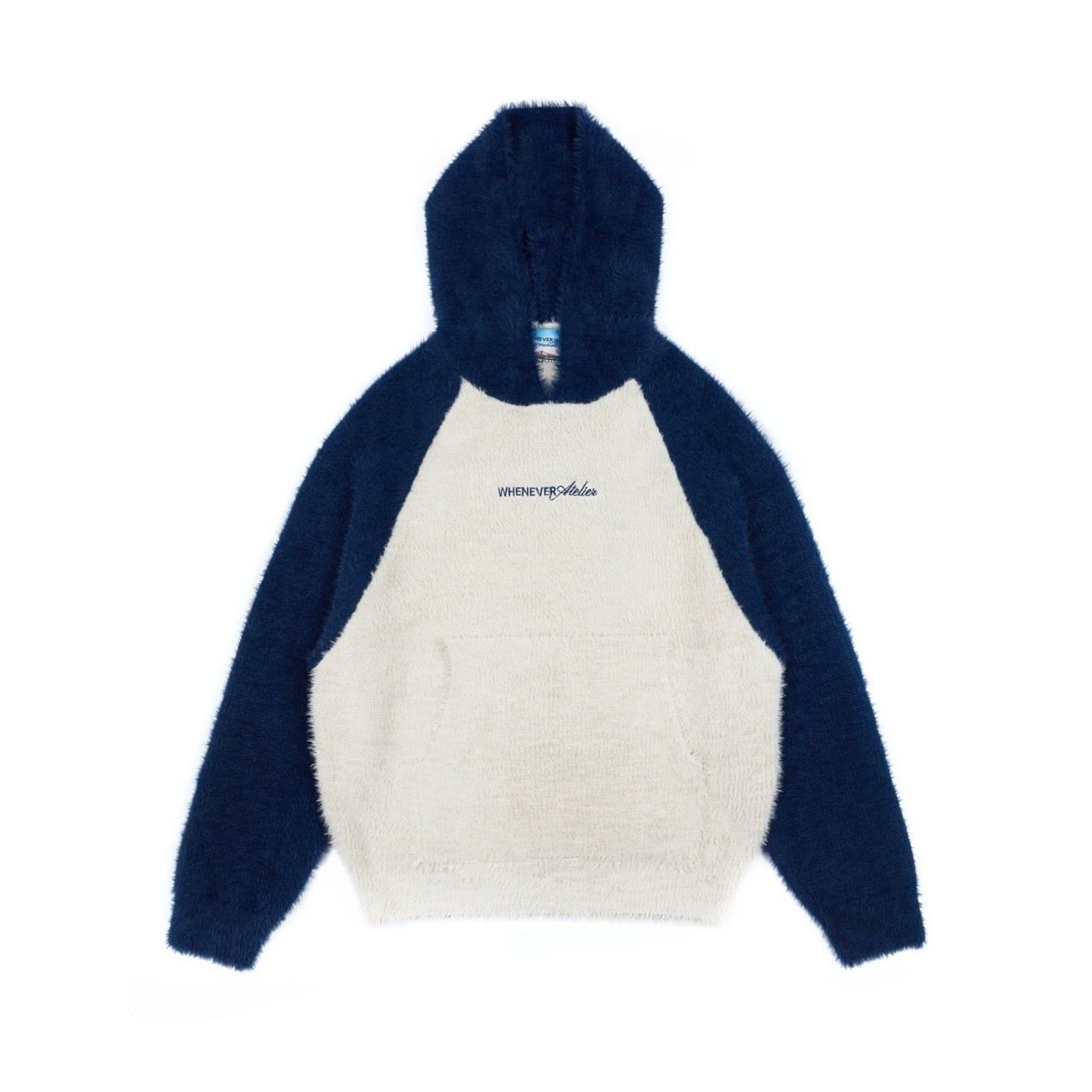 “WHENEVER” COZY FOX RAGLAN HOODIE / GREY NAVY