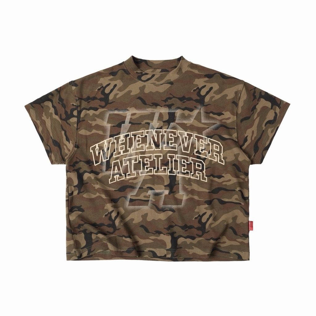 ÁO “WHENEVER” WAFFLE CAMO T-SHIRT / MOSS GREEN