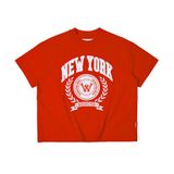 “WHENEVER” NEW YORK EMBROIDERED LOGO T-SHIRT / RED