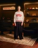 “WHENEVER” BASIC LOGO KNIT SWEATER / WHITE RED
