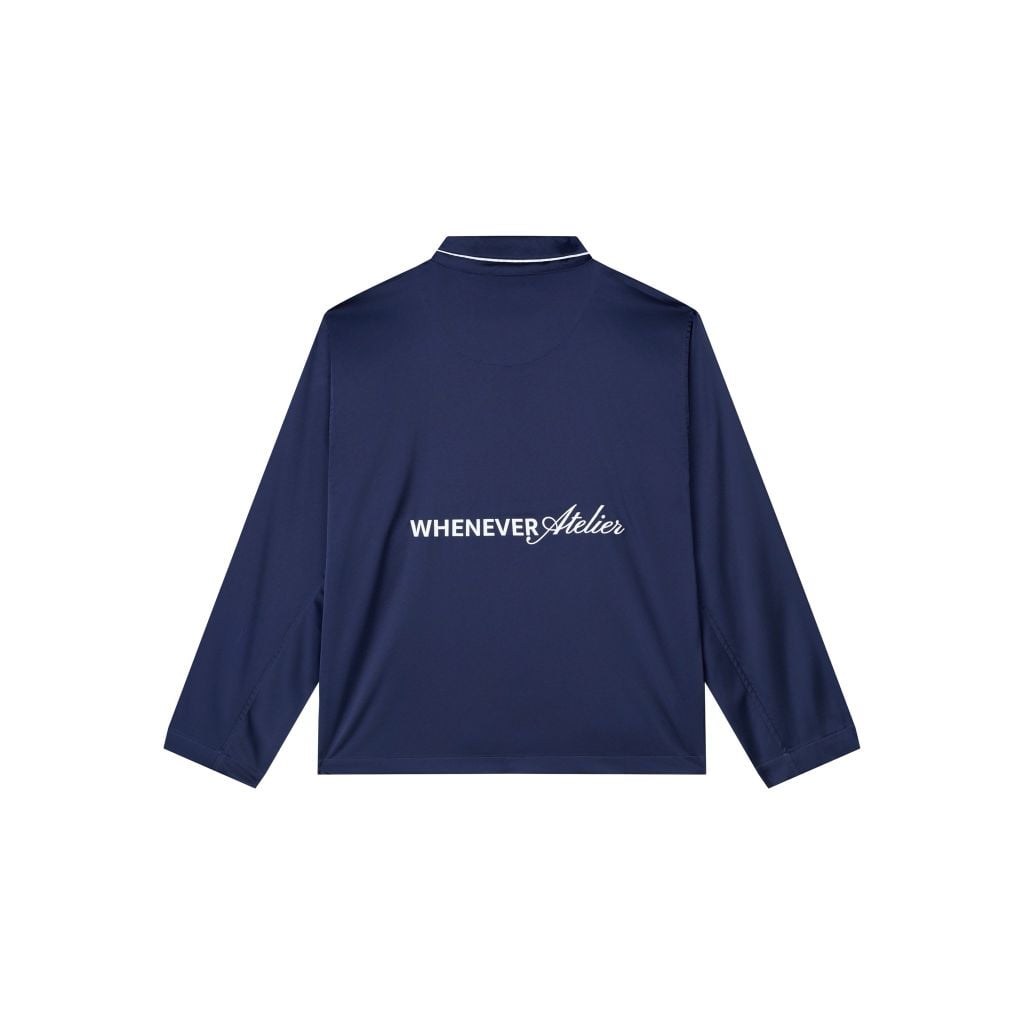 "WHENEVER" BỘ ÁO VÀ QUẦN DÀI SATIN LONG PAJAMA SHIRT + PANTS  / NAVY