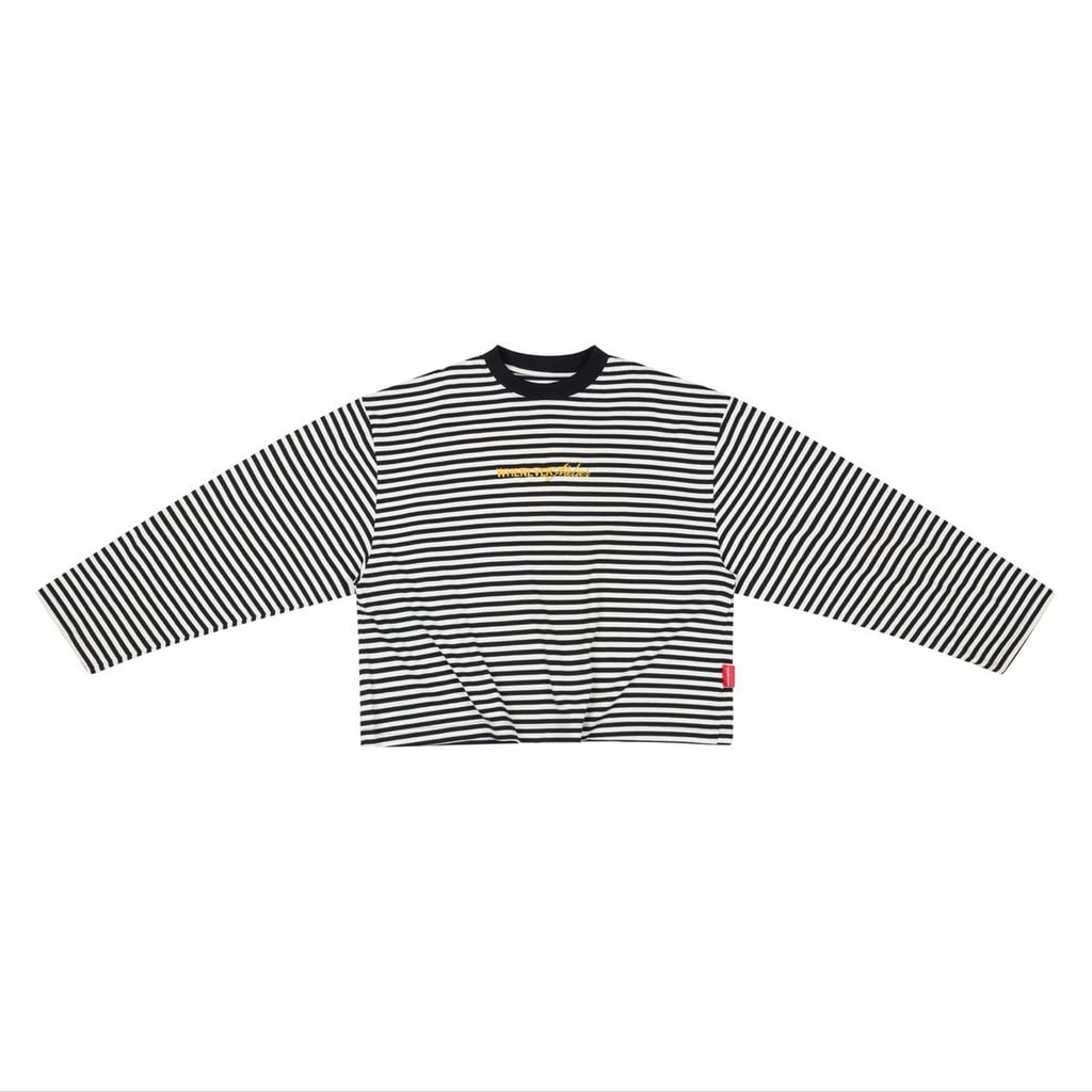 “WHENEVER” STRIPED LONG SLEEVE T-SHIRT VER2 / BLACK