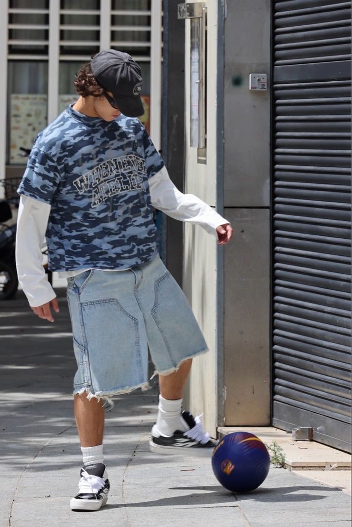 ÁO “WHENEVER” WAFFLE CAMO T-SHIRT / BLUE