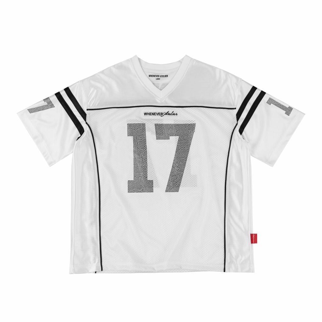 ÁO "WHENEVER" RHINESTONE 17 MESH JERSEY/ WHITE