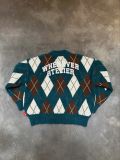 “WHENEVER” COZY PLAID KNIT SWEATER / GREEN