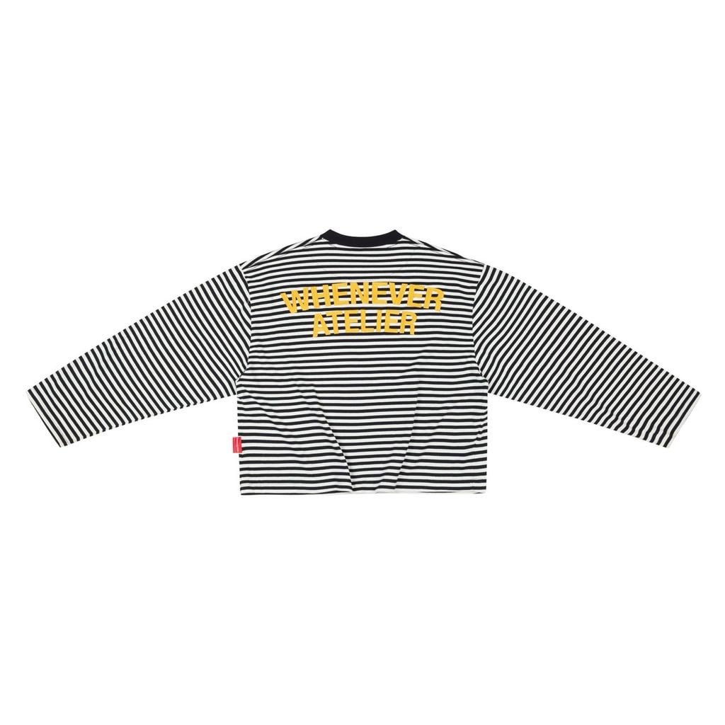 “WHENEVER” STRIPED LONG SLEEVE T-SHIRT VER2 / BLACK