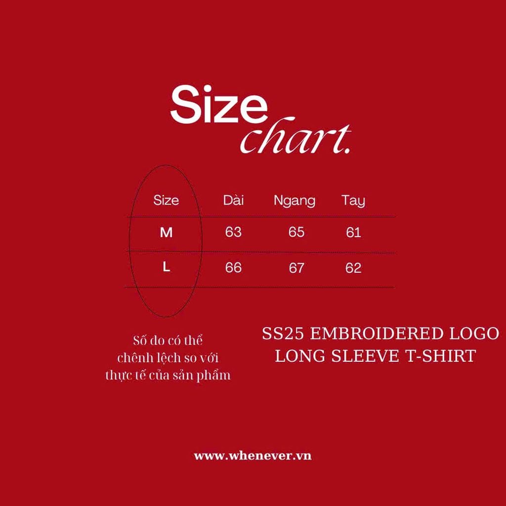 “WHENEVER” SS25 EMBROIDERED LOGO LONG SLEEVES T-SHIRT / RED