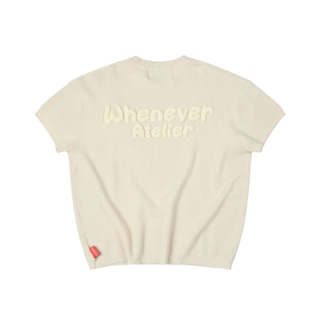 ÁO DỆT “WHENEVER” BASIC EMBOSSED LOGO WAFFLE T-SHIRT / BEIGE