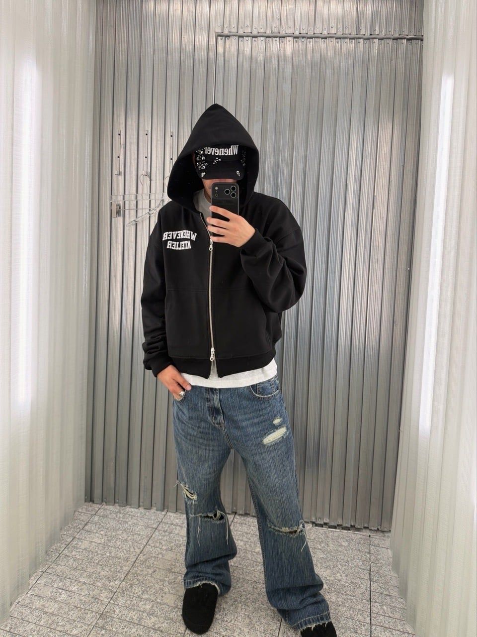 ÁO KHOÁC "WHENEVER" BASIC ZIP-UP HOODIE SS26 / BLACK