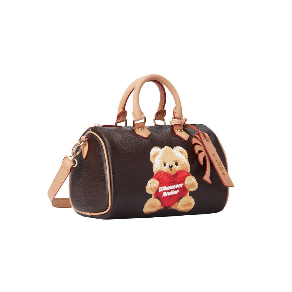 “WHENEVER” BEAR MINI LEATHER BAG / BROWN