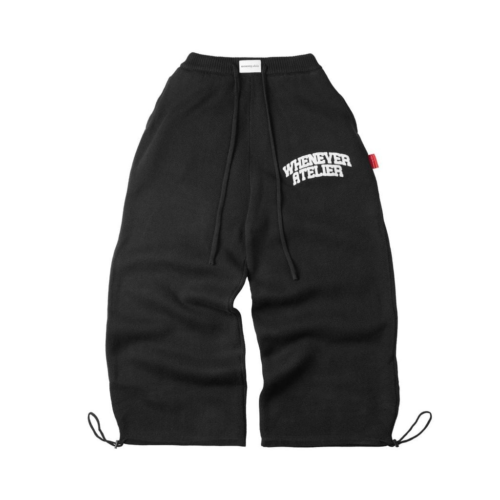 “WHENEVER” BASIC LOGO KNIT PANTS / BLACK